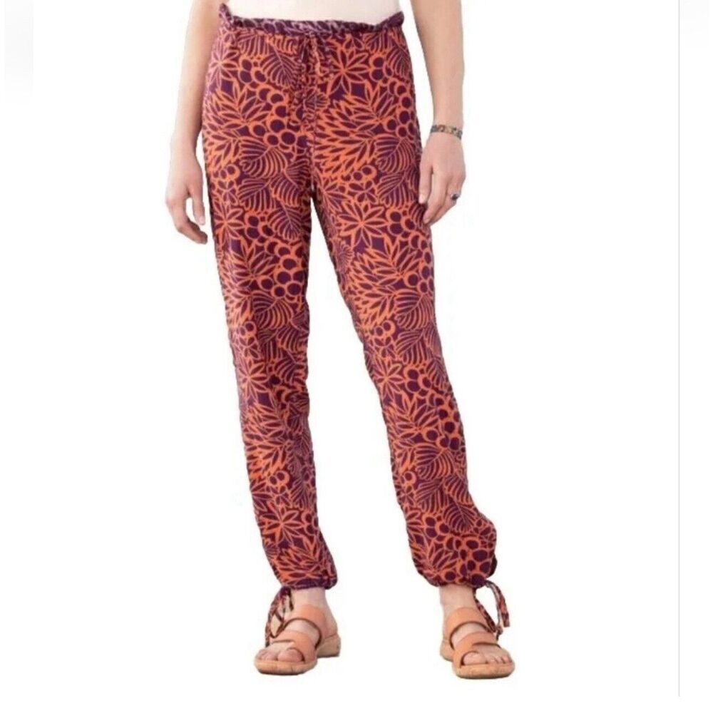 Women’s Orange Floral Drawstring Jogger Pants